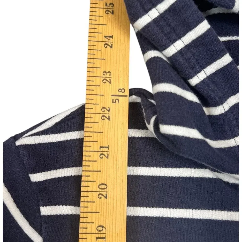 Lauren Ralph Lauren Navy Stripe Half Zip Hoodie Pullover Sweatshirt - L - Picture 9 of 10